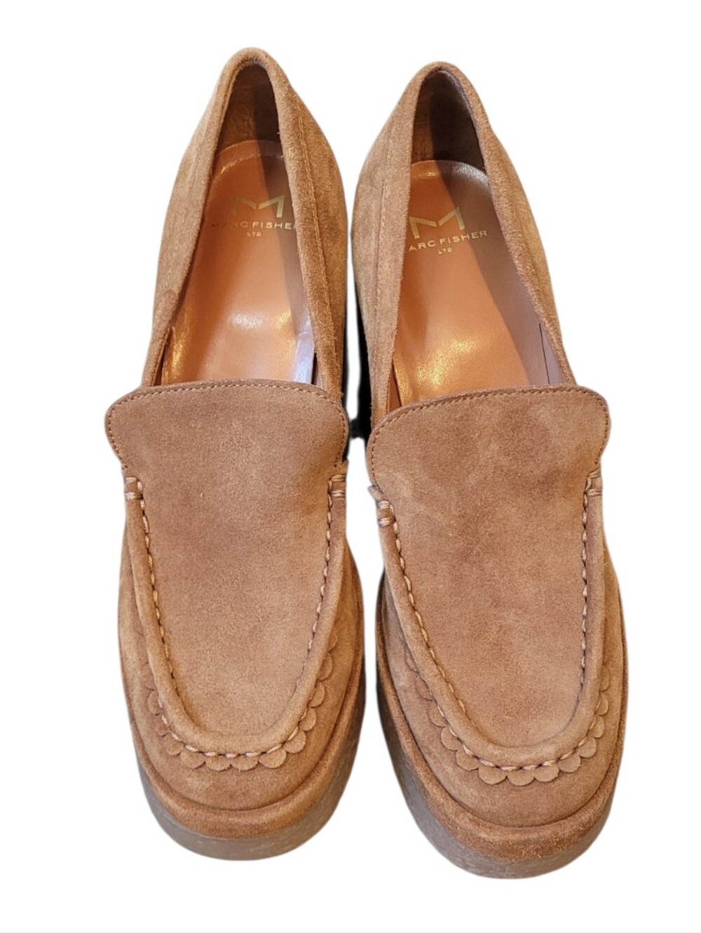 Marc Fisher Lina Brown Suede Platform Loafers Size 7 - Picture 3 of 6